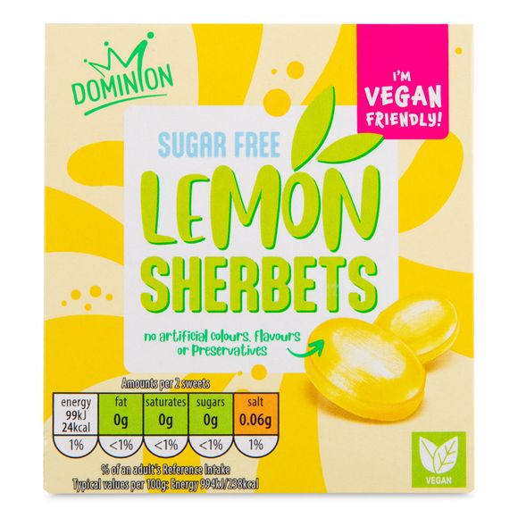 Dominion Sugar Free Lemon Sherbets Sweets 70g